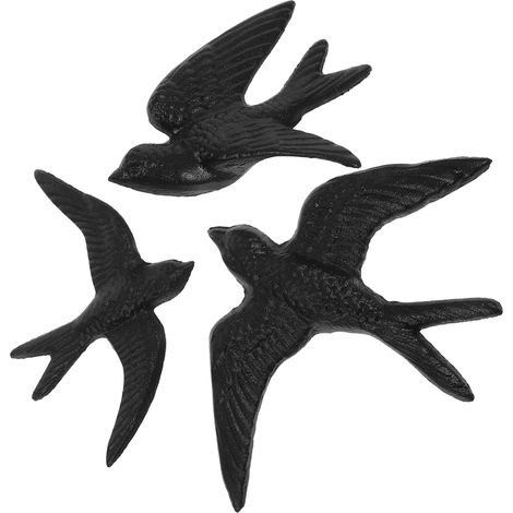 Set of 3 Cast Iron Rustic Birds Wall Decorations 6.89 x 5.12 x 0.79 Inches Metal Bird Wall Sculpture for Home, Garden, Living Room (1/5)