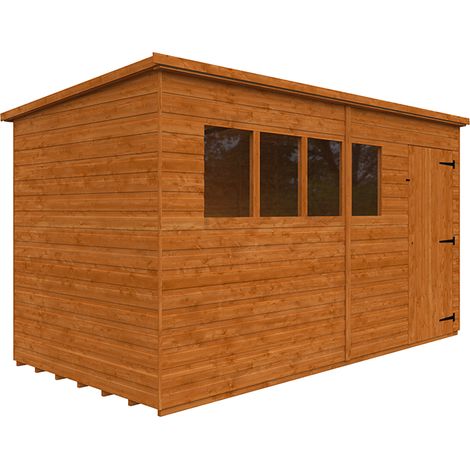 12x6 Super Pent 12mm Shed - L355 x W175 x H204.1 cm - Solid Wood/Softwood/Pine - Burnt Orange