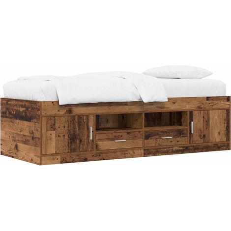 Bed Frame with Storage Old Wood 80 x 200 cm Engineered Wood vidaXL