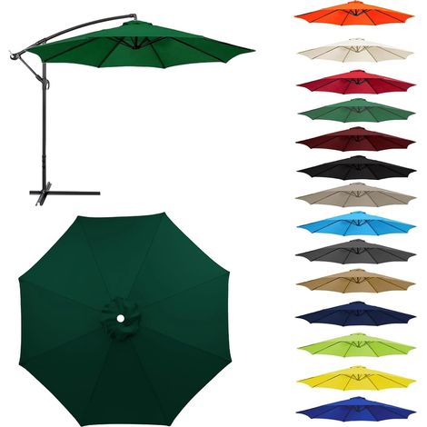 Auvent De Remplacement pour Parasol Toile De Parasol Déporté Remplacement pour Cour,Jardin,Plage, Protection UV 50+ (2.3m-8 Ribs,Vert Foncé)