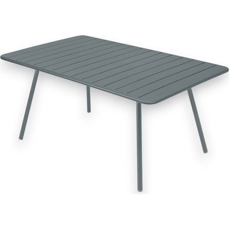 Tavolo da esterno 160x90 cm in acciaio verniciato con piano a doghe Fly - Grigio (1/4)