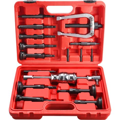 16-Piece Inner Bearing Puller Kit, 8mm-58mm Inner Bearing Puller, Blind Hole Bearing Extraction Tool with Sliding Hammer for Car, Truck, Motorcycle, Red (1/5)