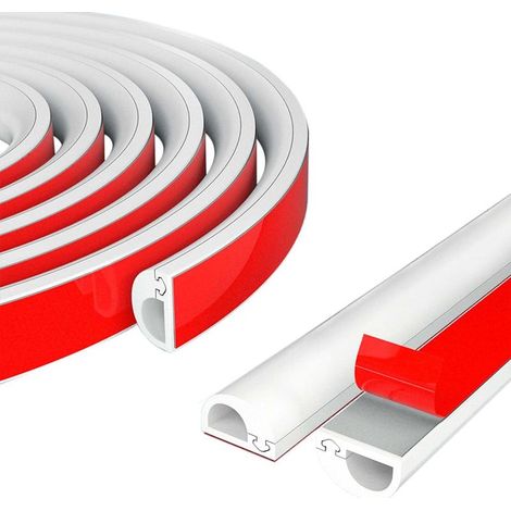(1 Mètre)Goulotte Passe Cable, Mini Goulottes de Câbles, Goulottes de Câbles, Cache Câble DemiRond, Cache Cable TV Mural Blanc, Goulotte Passe Cable Flexible (1/5)