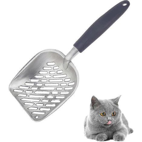 Riesige Katzenstreuschaufel, komplett aus Metall gefertigt, mit einem festen Kern und einer Siebfläche (1/4)
