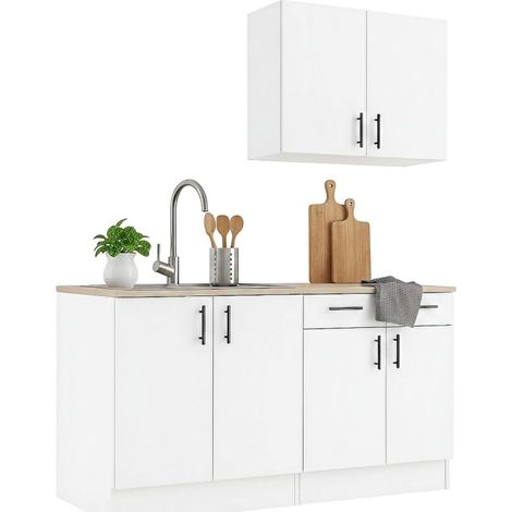 Dmora - Komplette Küche Sile, Moderne Küchenkomposition, Modular Set für Küche, Funktionelle Küchenlösung, Weiß und Eiche
