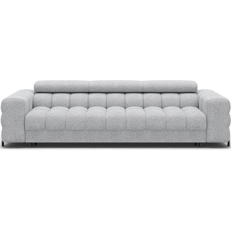 Canapé convertible 3 places MARGO en tissu – 175cm-Gris clair (1/5)