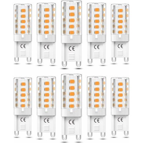 Lot de 10 ampoules LED G9 non dimmables 5W blanc chaud 3000K, équivalent à 50W halogène AC110/220V [Classe énergétique F] (1/4)