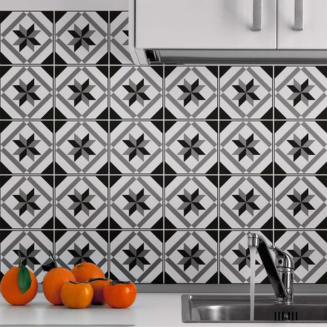 Sticker Mural Carrelage adhésif Cuisine Salle de Bain - 30 STICKERS CARRELAGES AZULEJOS LUCIDA - 30stickers10x10cm (1/5)