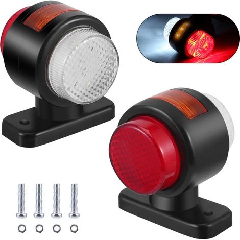 2 feux de position LED pour remorque, 12/24 V, 3 couleurs : blanc, rouge, orange, universels, compatibles avec voitures, SUV, fourgonnettes, camions, camping-cars, bus, bateaux, remorques et caravanes (1/5)