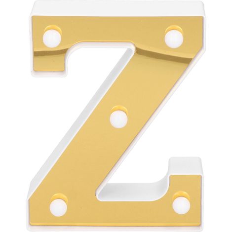 Lettre lumineuse LED dorée forme Z, décoration mariage fête Noël, blanc chaud (1/5)