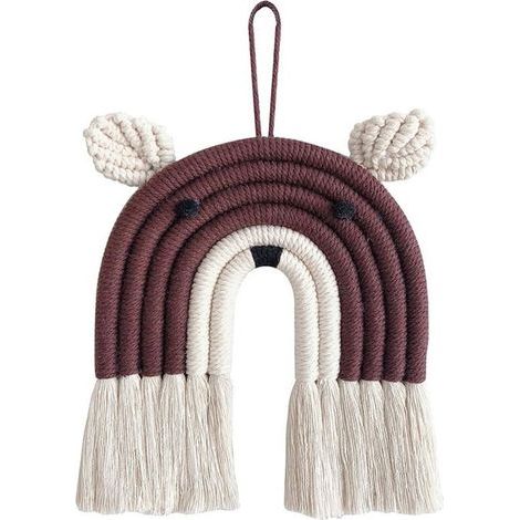 Macramé - Tapisserie murale en macramé - Fait main - Animaux mignons - Décoration murale pour anniversaire d\'enfant (1/4)
