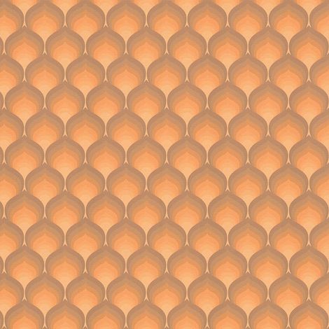 Retro Tapete Profhome 395384 heißgeprägte Vliestapete leicht strukturiert mit grafischem Muster matt braun orange-gelb ocker-braun 4,5 m2