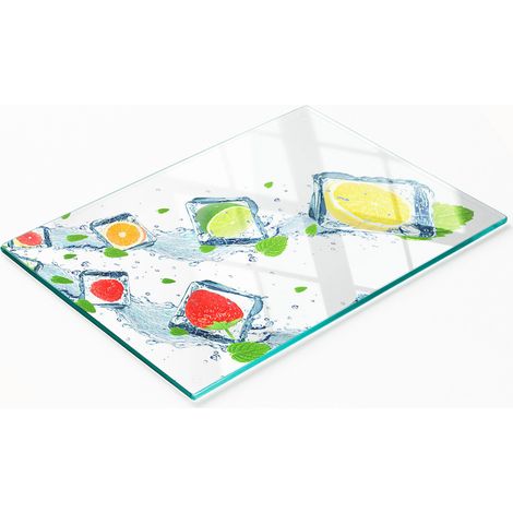 Multifunktionales dekoratives Glasbrett mit Fruchtmotiven, 80 x 52 cm (1/5)