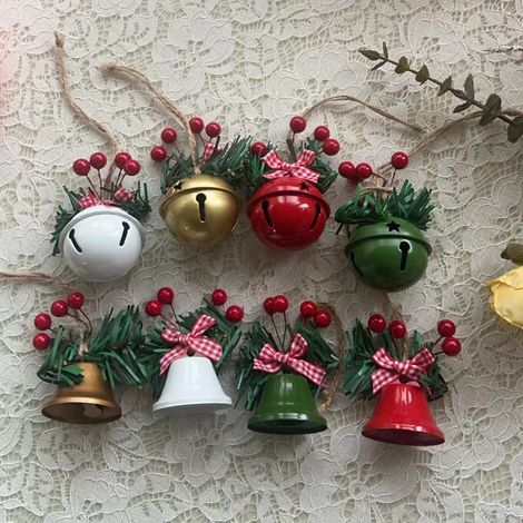 8 ensembles de cloches de Noël de différents styles, cloches à carillon, ornements de sapin de Noël multifonctionnels, décorations de Noël exquises, f (1/5)