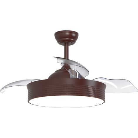 Ventilador de techo retráctil con luz LED marrón