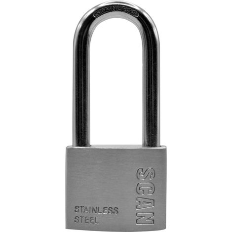 Scan Stainless Steel Padlock with 50mm Long Shackle – Durable, Weather-Resistant Lock for Outdoor and Security Applications