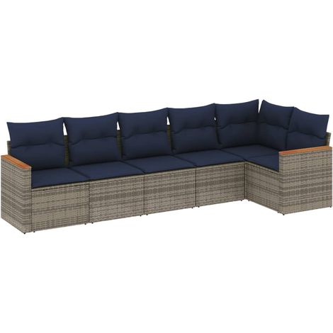 Maison Exclusive - Set Divani da Giardino 6 pz con Cuscini Grigio in Polyrattan