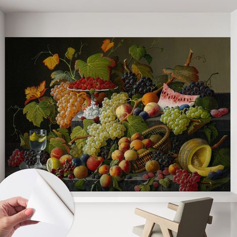 Papier peint adhésif décoratif avec colle pour salon chambre et bureau Installation rapide Composition fruitée 152x104 cm (1/5)