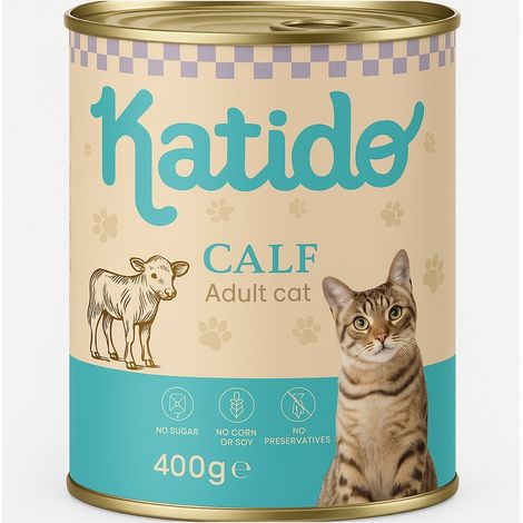 Katido Premium Pâtée pour Chat Adulte Veau 400g (1/4)