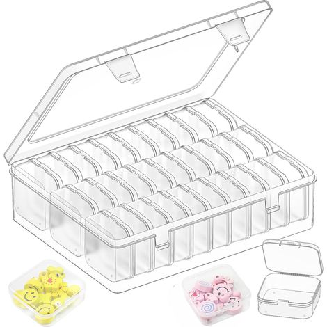 Boîte de Rangement pour Perles, 30 Petits Contenants Transparents en Plastique, Avec Couvercle à Charnière, Idéale pour Ranger Bracelets, Bijoux, Diamants, Perles D'argile, Vis et Petites Pièces (1/5)