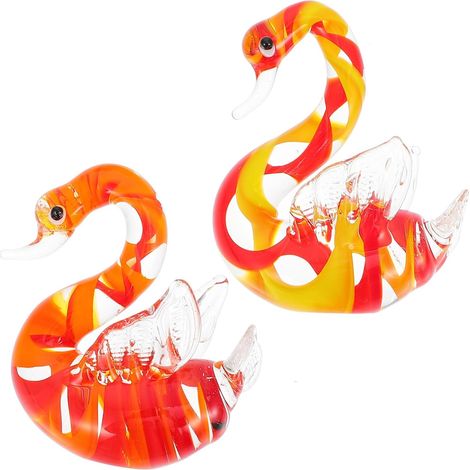 Lot de 2 Statues d'oie en Verre Coloré pour Décoration de Table Design Créatif et Délicat pour Table Basse (1/5)