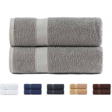 Todocama - Set di 2 asciugamani da bagno grandi, 100% cotone da 550 g/m², extra morbidi, altamente assorbenti e ad asciugatura rapida, 70 x 140 cm, colore grigio chiaro