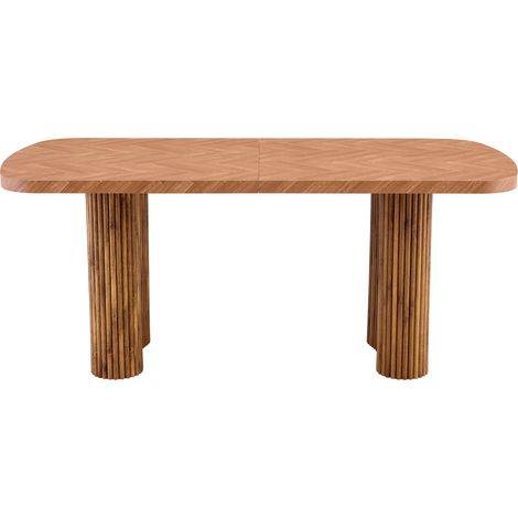 Table à manger 180 x 90 cm en MDF effet bois foncé, design minimaliste avec piètement arqué, pour salle à manger, réception et bureau CHICFURN (1/5)
