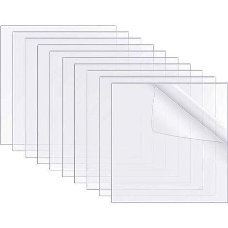 Feuille Acrylique Transparent Panneau Acrylique 100 x 100 mm Feuilles de Plexiglas pour Remplacement de la Vitre du Cadre Photo 10 Pièces (1/5)