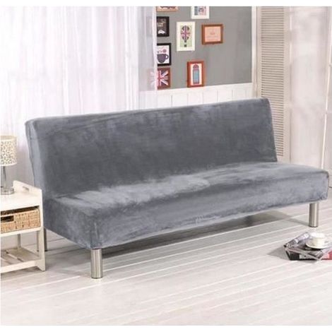 Solide Housse de Clic-Clac Extensible Housse de Canapé Sans Accoudoir Couverture pour Canapé (gris) (1/4)