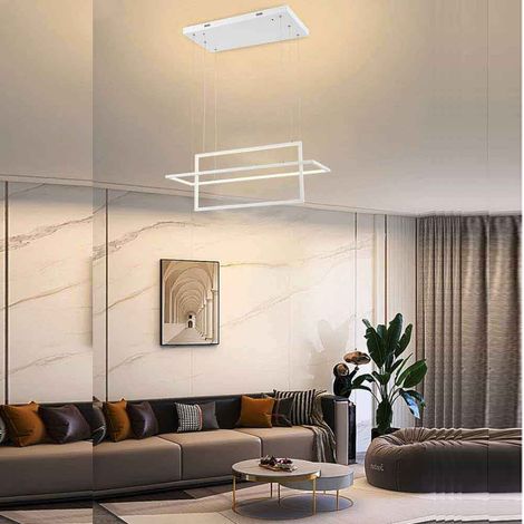 Lampadario led sospensione geometrico 56 watt 2 rettangoli moderno lampada da soffitto 4480Lm luce naturale 4000k (1/2)