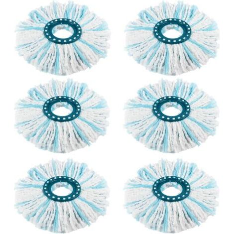 Lot de 6 têtes de rechange pour vadrouille Leifheit Clean Twist Disc Mop/Clean Twist Disc Mop Ergo, vadrouille en microfibre pour tous les sols, vadrouille double fibre capable d'absorber efficacement (1/5)