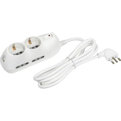 Compatta slot6 Multiprise, avec Interrupteur Automatique (Lumineux), 4 Prises Multiples, 10/16 A et 2 P30, avec Prise 10 A, Blanc (1/5)
