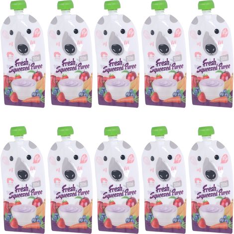 10 wiederverwendbare 200-ml-Quetschbeutel zum Aufbewahren von Fruchtpüree für Babys (1/5)