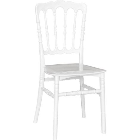 Okaffarefatto – Chaise Napoléon empilable en plastique renforcé blanc – Antidérapante – Hauteur 91 cm – Assise 44 cm – Largeur 40 cm – Profondeur 40 cm