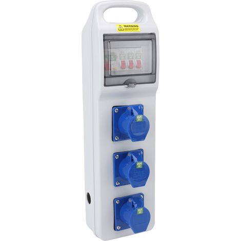 Boîtier de distribution électrique extérieur mobile étanche IP44-67 avec disjoncteur et prises pour chantier atelier usine 490x140x90mm (1/5)