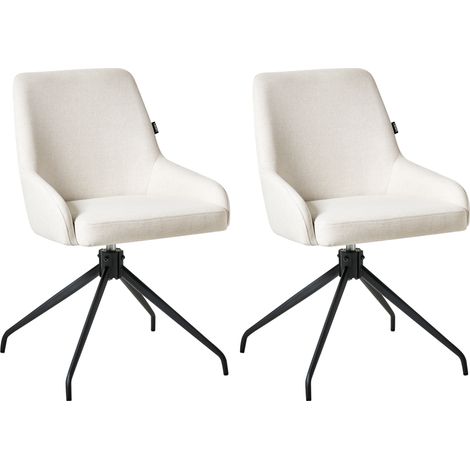 Conjunto de 2 sillas de comedor giratorias con reposabrazos blanco crema Jenner (1/5)