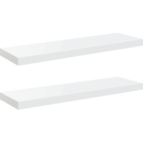 Scaffali a Parete Mensola da Parete 2 pz Bianco Lucido 80x23,5x3,8 cm in MDF (1/5)