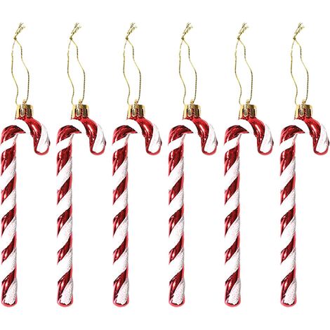 Lot de 6 Noel Canne en Bonbon Or,Decoration Noel Sapin,Sucre d'orge Deco Noel, Blanc Rouge,Décorations d'arbre Pendentif,Ornements de Décorations,d'arbre de Noël,Cane de Bonbons de Fête Décorations (1/5)