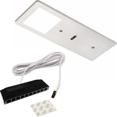 Domus Line LED Aluminium Unterbauleuchte FYN SE D-MOTION mit Sensor (190 x 70 mm, 12V, 5W, 2700–6000 K, Micro12, gebürstet)