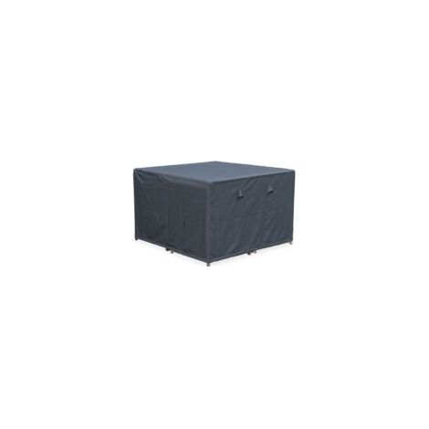 Housse de protection carrée 112 x 112 cm gris foncé - en polyester enduit PA pour tables de jardin (1/5)