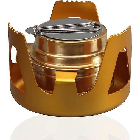 Réchaud à alcool portable compatible, réchaud à gaz de camping en alliage d'aluminium, réchaud à alcool ultraléger en laiton (1/5)