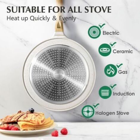Poêle À Crêpes - Revêtement Céramique Antiadhésif - Compatible Induction - Diamètre 28 Cm - Poignée Ergonomique En Bakélite - 1 Pièce (1/3)