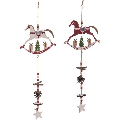Décoration de Noël en bois chevaux - Set de 2 (1/3)