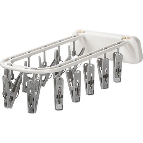 Perchero multipinza, plegable, para montaje en pared, con gran capacidad de carga, resistente al viento, incluye perchas. (1/5)