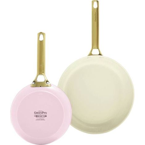 GreenPan PADOVABP2 Set di Padelle in Alluminio con Rivestimento Antiaderente Thermolon Ceramica Induzione Sì Forno Fino a 200°C Lavabile in Lavastoviglie colore Rosa