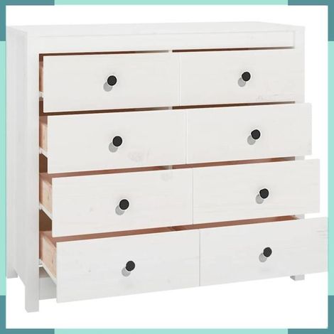 821770 Armoire latérale Blanc 100x40x90 cm Bois de pin massif (1/5)