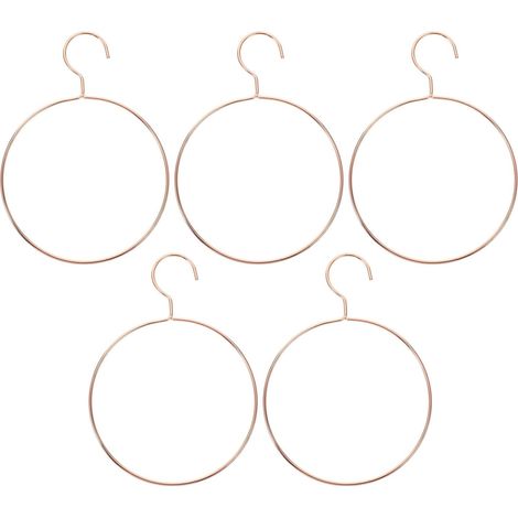 Perchero para bufandas - Juego de 5 perchas metálicas para bufandas, corbatas, cinturones y pashminas - Ideal para guardar en el vestidor (oro rosa) (1/5)