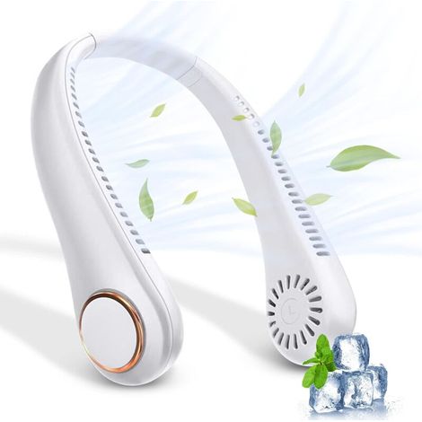 Tragbarer Nackenventilator ohne Rotorblätter, USB-wiederaufladbarer tragbarer Nackenventilator, 360° verstellbarer Nackenventilator