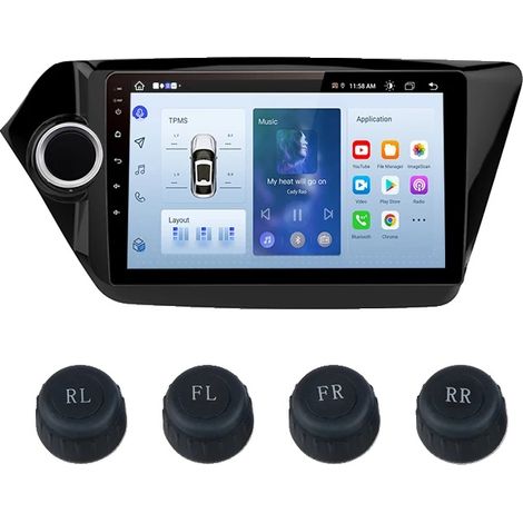 TPMS, Compatible avec Radio de Voiture Android, Surveille la Pression des Pneus, Capteur externe, Rouge (1/2)