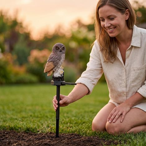 Lampe hibou solaire en résine, élégante et rétro, idéale pour divers intérieurs et décorations – blanche (1/5)